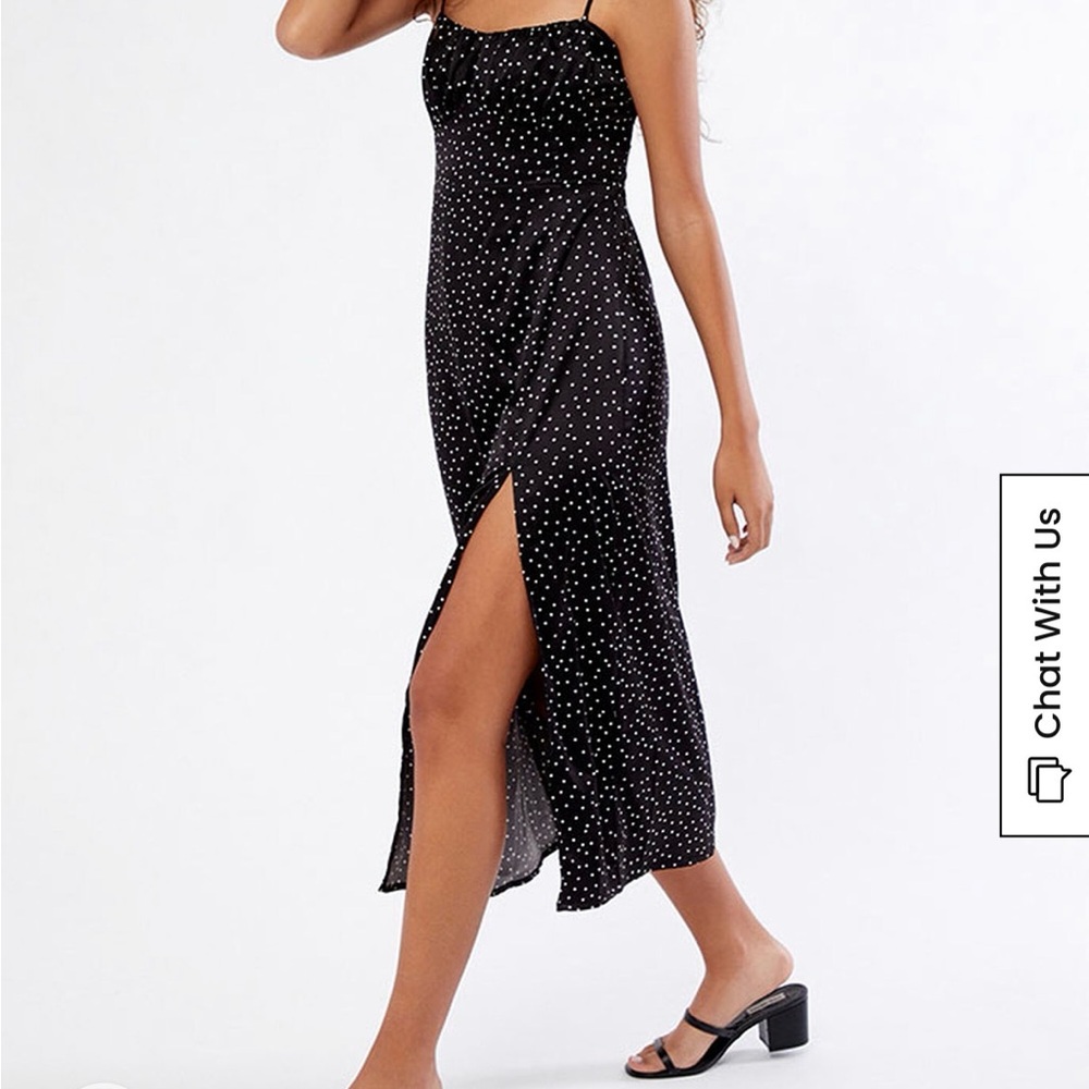 La Hearts Black and White Polka Dot Midi Dress